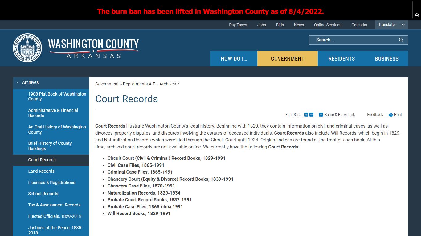 Court Records | Washington County, AR